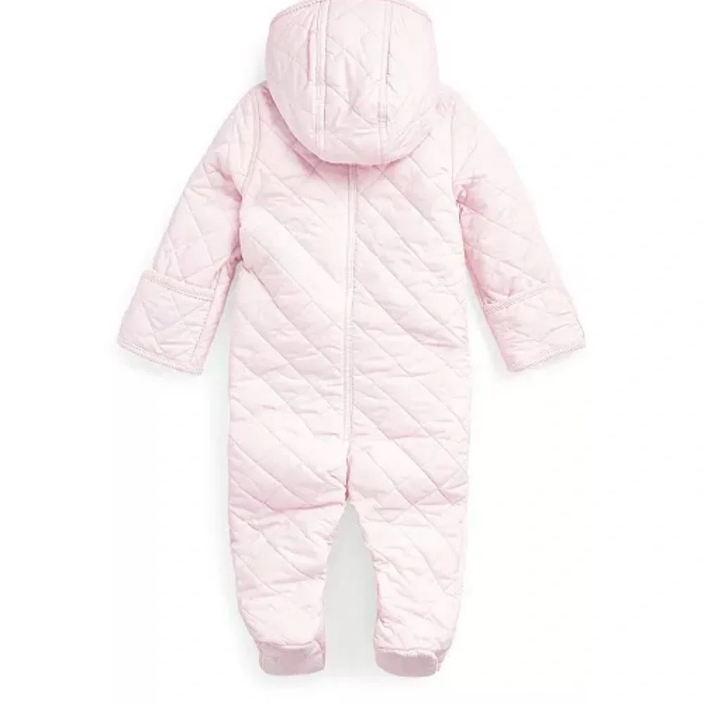 Ralph Lauren Baby Water-Repellent Hooded Barn Pink Pramsuit Size 6M
